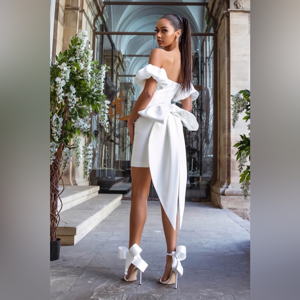NADINE MERABI White Off-Shoulder Dress